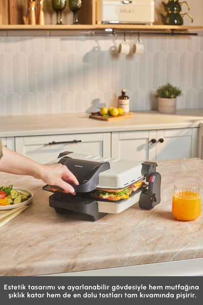 Future Essential Tost Makinesi Matte Krem 1800 W 4 Dilim Kapasiteli