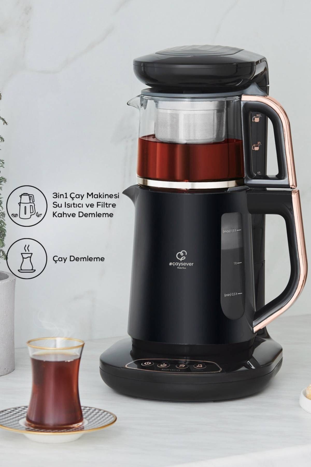 Robotea 3 in 1 Konuşan Çay Makinesi Rosegold