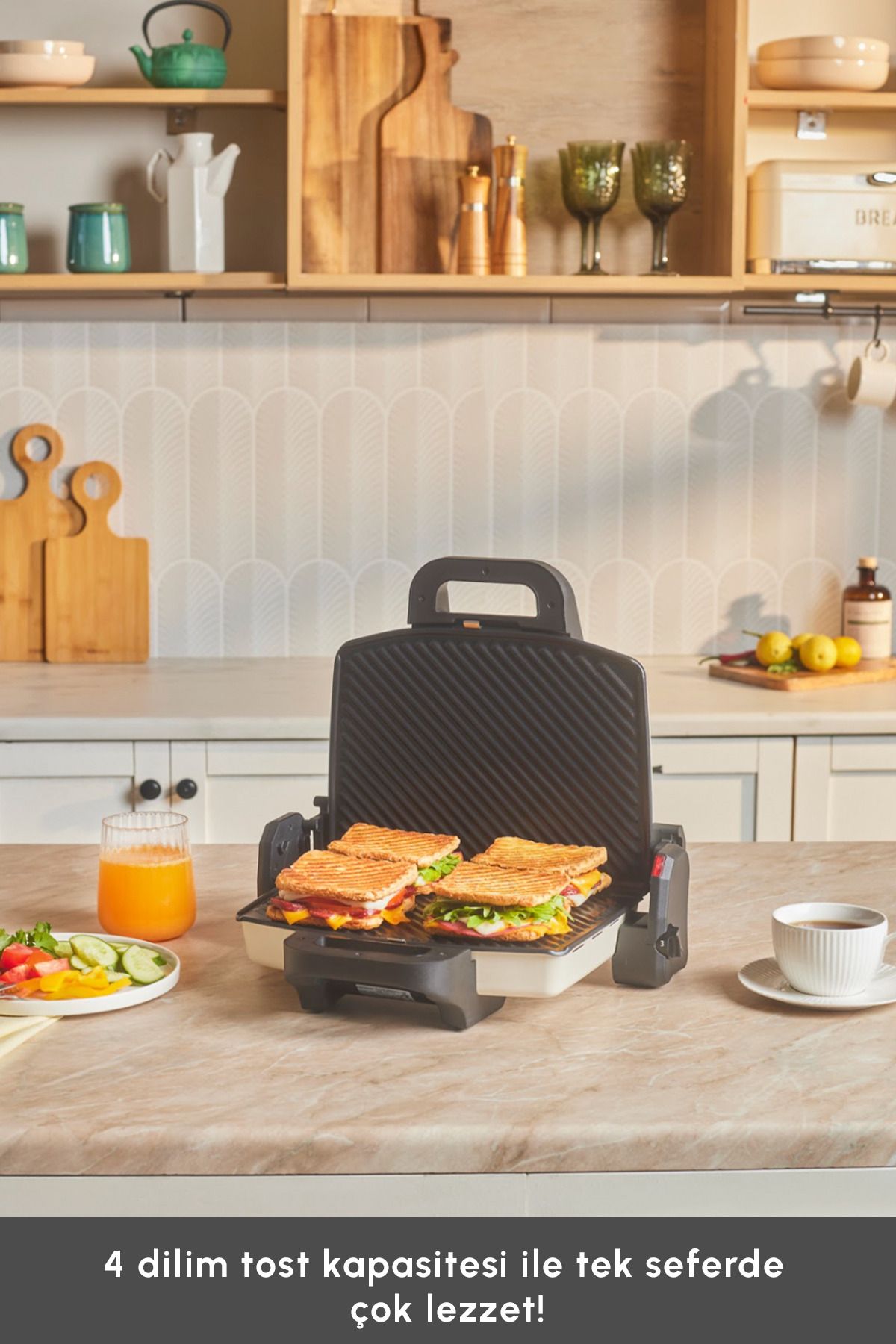 Future Essential Tost Makinesi Matte Krem 1800 W 4 Dilim Kapasiteli