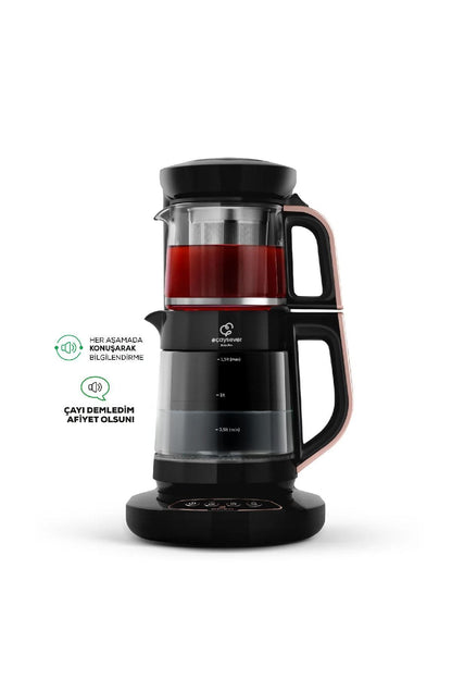 Robotea Connect 3 in 1 Konuşan Cam Çay Makinesi Rosegold