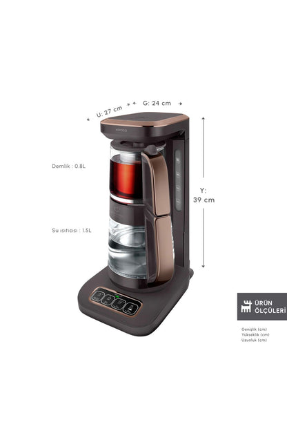 Çaysever Robotea Pro Connect 4 in 1 Konuşan Cam Çay Makinesi Rosegold