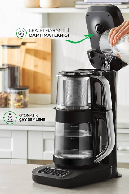 Çaysever Robotea Pro Connect 4 in 1 Konuşan Cam Çay Makinesi Rosegold