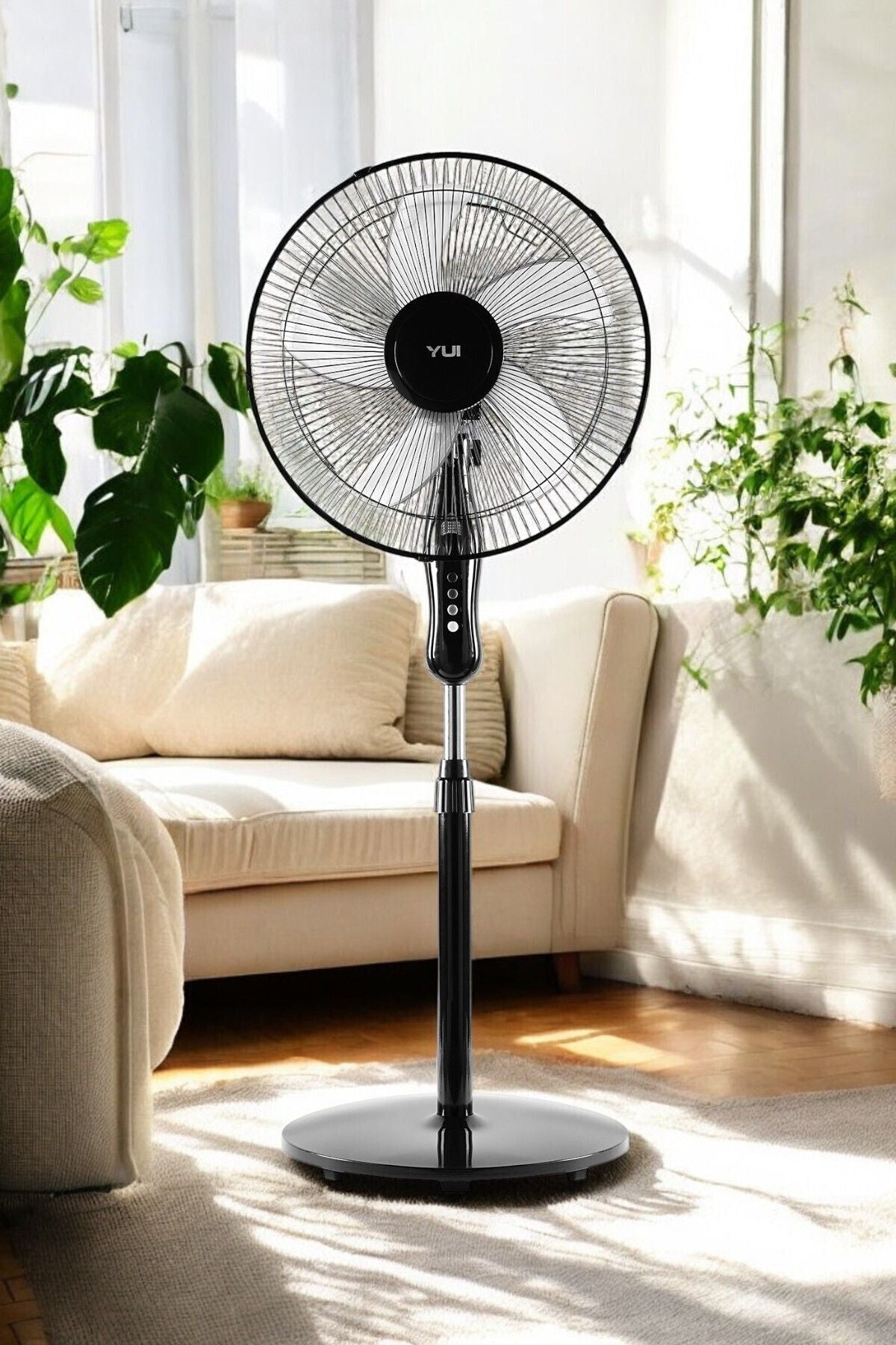 F29 Siyah 120 Cm 16 Inç 40w 3 Kademe 5 Pervane Döner Başlıklı Vantilatör