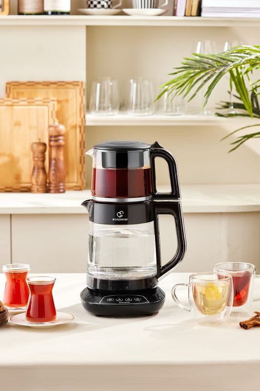Çaysever 3 In 1 Konuşan Cam Çay Makinesi Su Isıtıcı Ve Mama Suyu Hazırlama 1700w Chrome