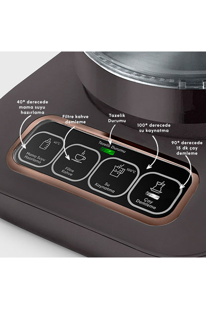 Çaysever Robotea Pro Connect 4 in 1 Konuşan Cam Çay Makinesi Rosegold