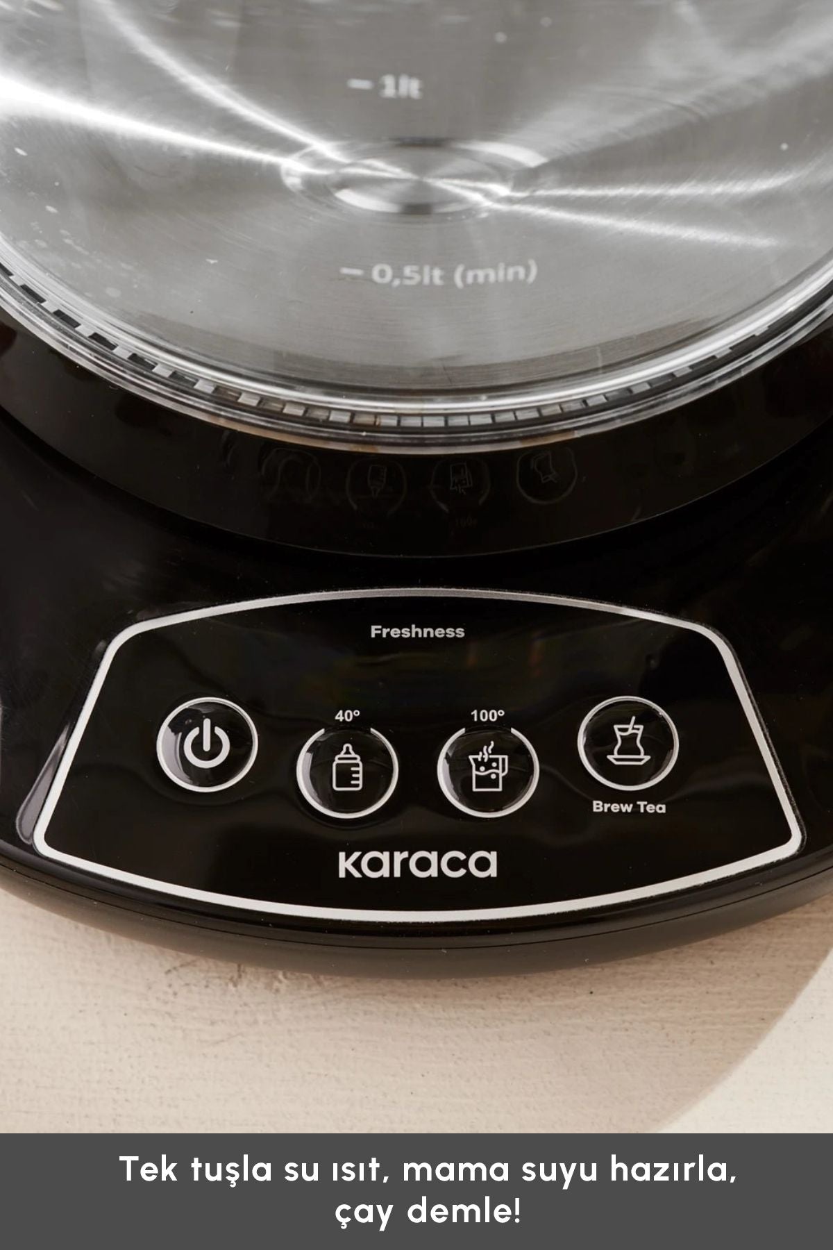 Çaysever 3 In 1 Konuşan Cam Çay Makinesi Su Isıtıcı Ve Mama Suyu Hazırlama 1700w Chrome