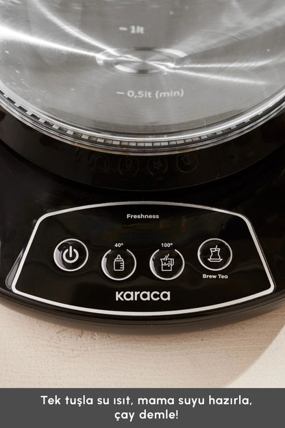 Çaysever 3 In 1 Konuşan Cam Çay Makinesi Su Isıtıcı Ve Mama Suyu Hazırlama 1700w Chrome