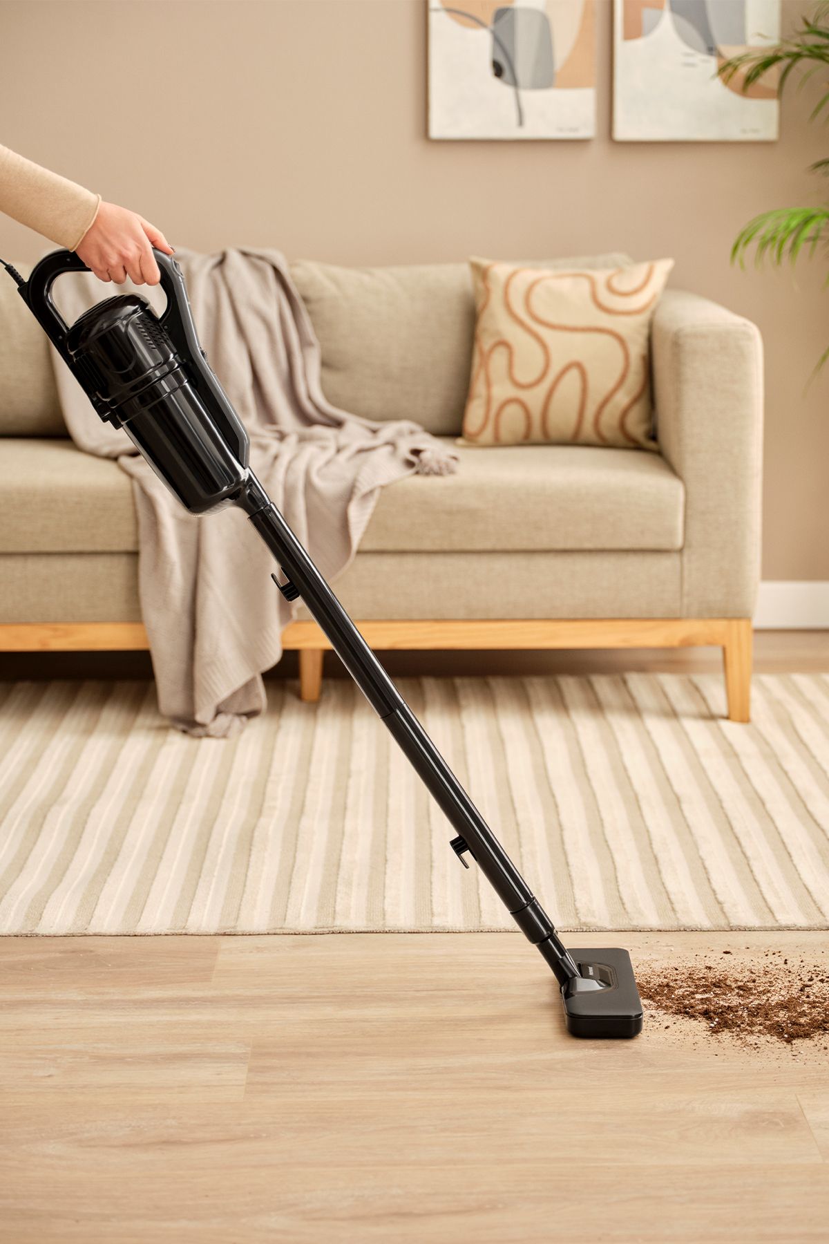 Homend Dustrider 1265H 2 in 1 Kablolu Toz Torbasız Dikey Süpürge Siyah