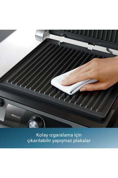5000 Serisi, 2200W, Izgara ve Tost Makinesi, Izgara için Tam Açılır, HD6301/90
