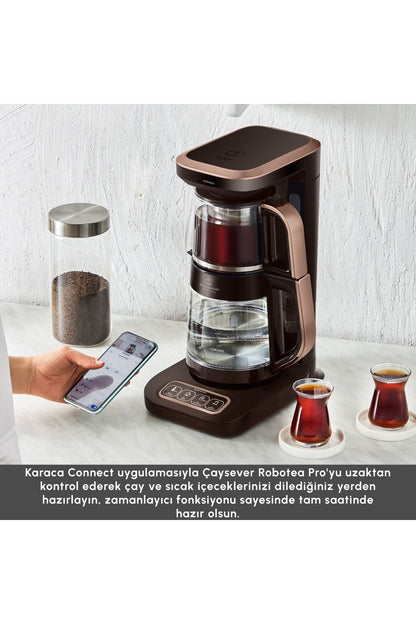 Çaysever Robotea Pro Connect 4 in 1 Konuşan Cam Çay Makinesi Rosegold