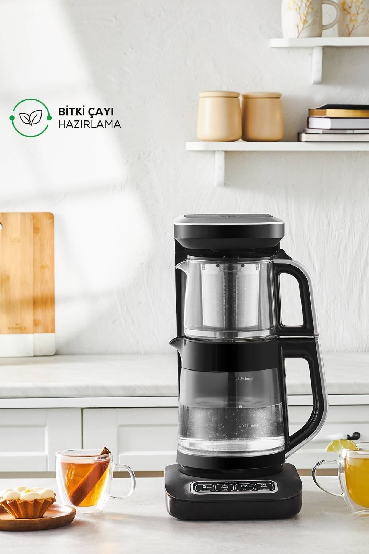 Çaysever Robotea Pro Connect 4 in 1 Konuşan Cam Çay Makinesi Rosegold