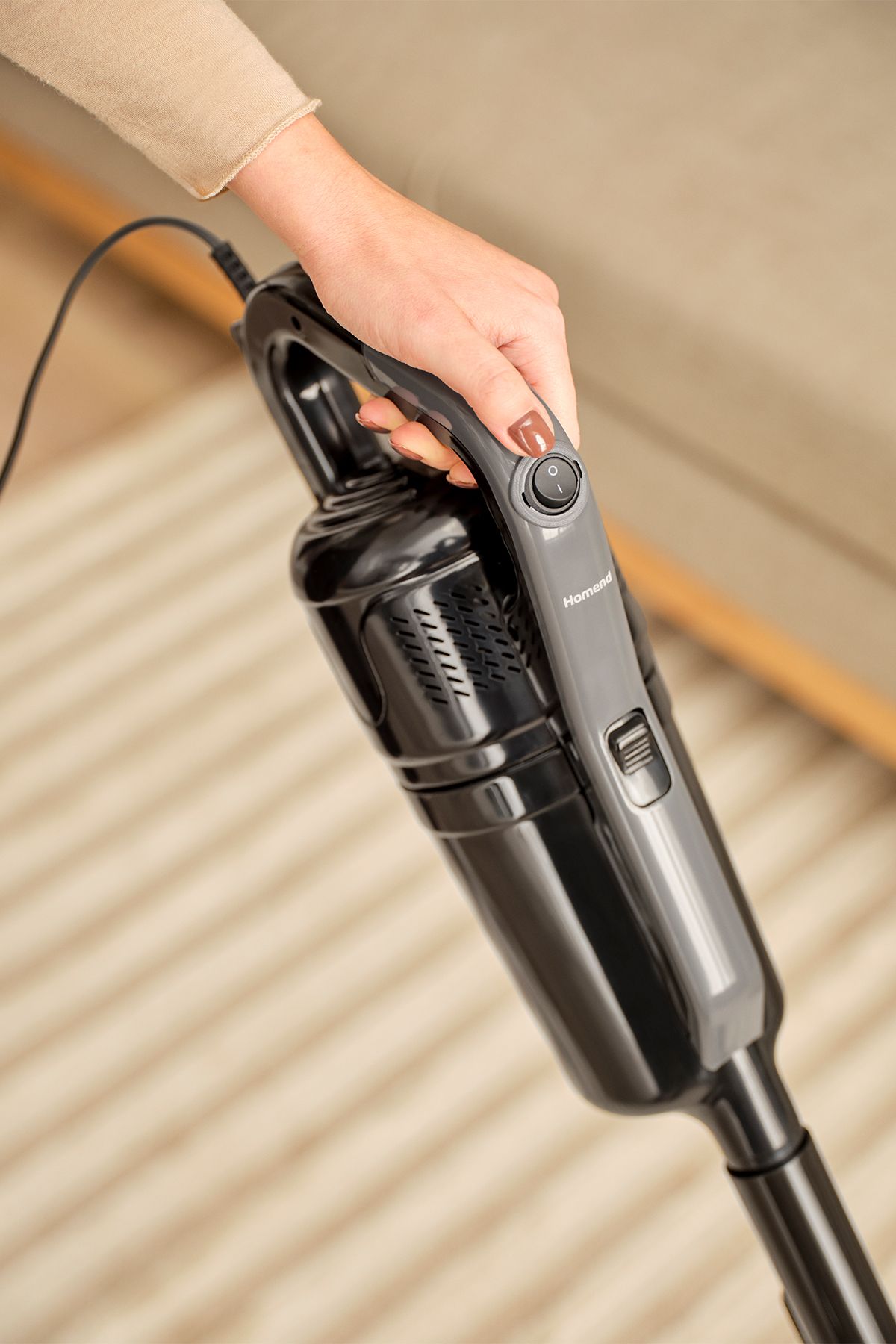 Homend Dustrider 1265H 2 in 1 Kablolu Toz Torbasız Dikey Süpürge Siyah