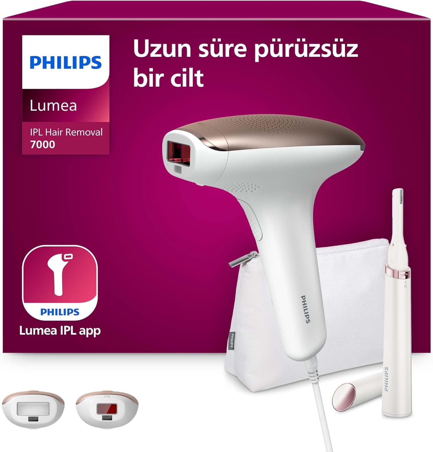 Philips Lumea 7000 Serisi BRI921/00 IPL Tüy Alma, Tüy Kısaltıcı,Vücut ve Yüz için 2 Başlık, Çanta (İthalatçı Garantili)